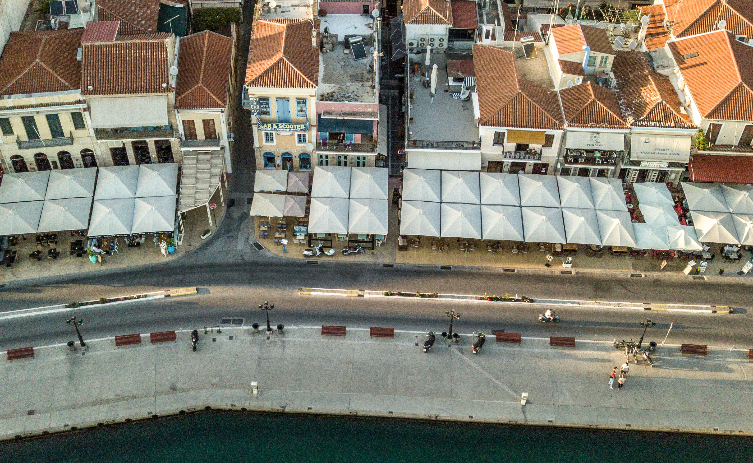 Umbrellas at the port of Aegina